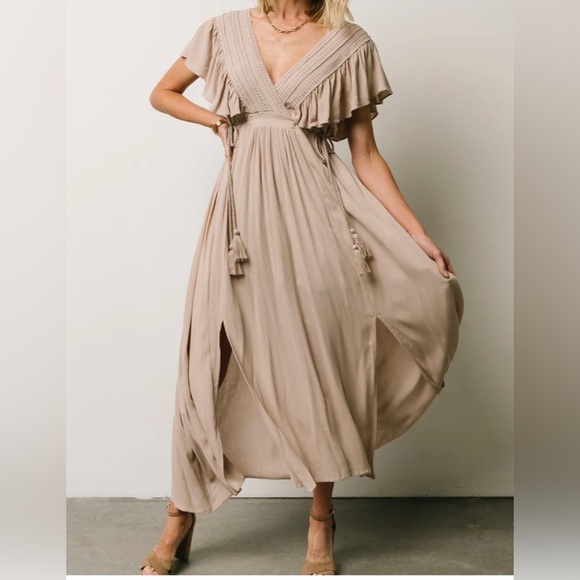 Baltic Born Jennifer Deep V Maxi Dress | Sand - Picture 2 of 2